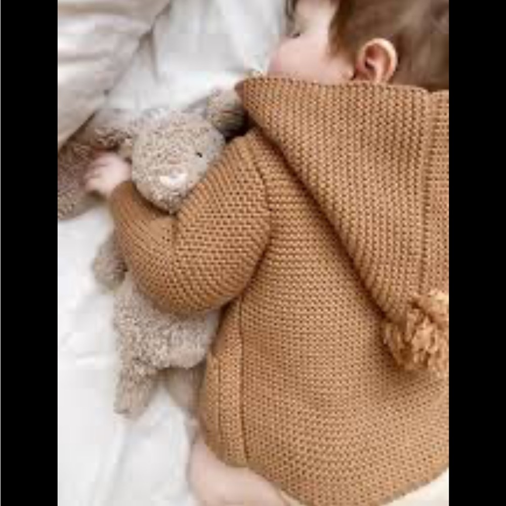 Zara Brown Knit Kids Jacket with Faux Fur Collar - Picture 6 of 6